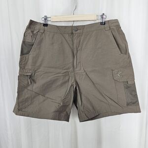 Reel Legends Men's Performance Quick Dry Cargo Shorts Brown Size Large